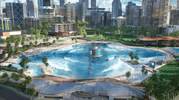 Artist impression of Surf Lakes new model designed for reduced-size land areas
